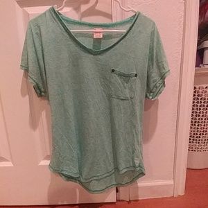 Girls faded glory bluish green shirt with pocket.